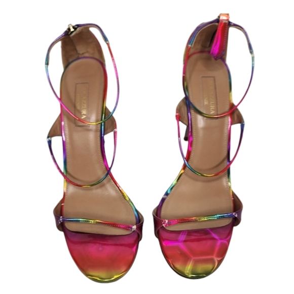 AQUAZZURA Minute 105 Disco Rainbow Leather Sandal - Picture 3 of 16
